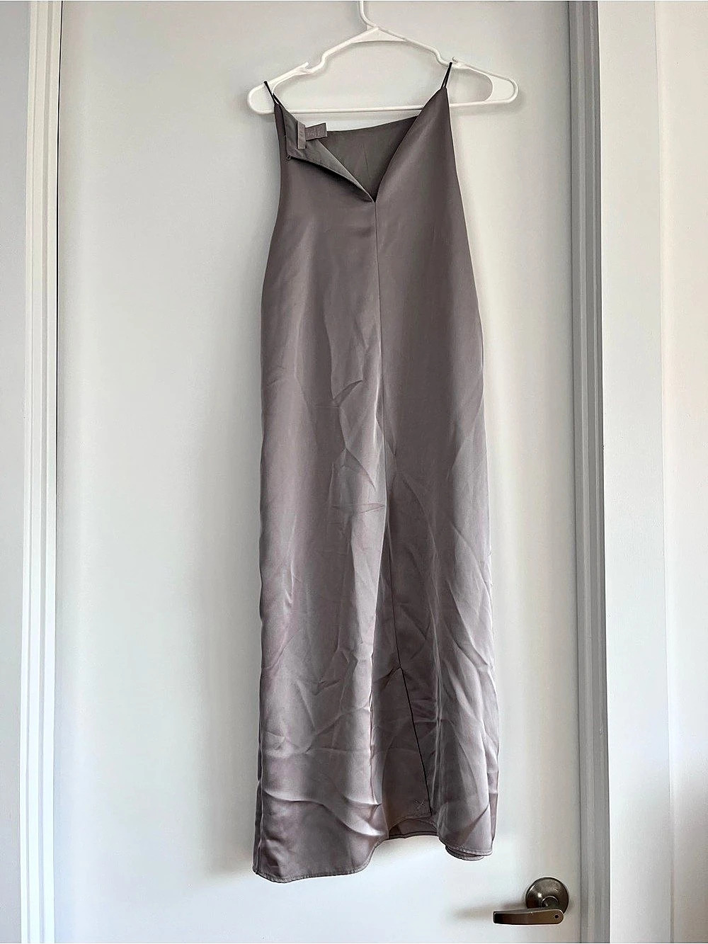 h&m Satin Maxi Dress in Gray Size Small